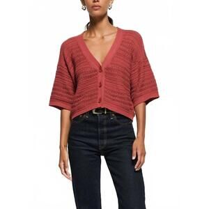 NEW NATION LTD tabby crochet cardigan in marsala